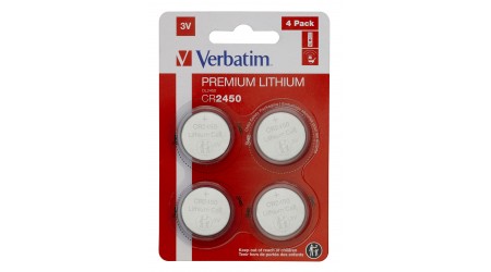 PILA VERBATIM BOTON CR2450 3V LITHIUM PACK 4 UDS.