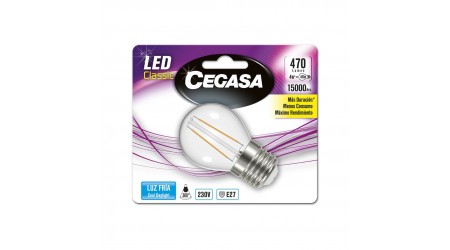 BOMBILLA CEGASA LED REDONDA PEQUEÑA 4W 470 LUMEN. E27 LUZ FRIA A++ ROSCA ANCHA
