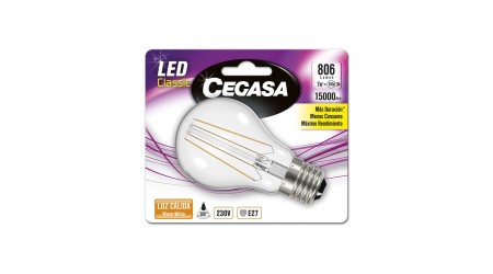 BOMBILLA CEGASA LED REDONDA GRANDE 7W 806 LUMEN. E27 LUZ CALIDA A++ ROSCA ANCHA