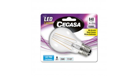 BOMBILLA CEGASA LED REDONDA GRANDE 7W 840 LUMEN. E27 LUZ FRIA A++ ROSCA ANCHA