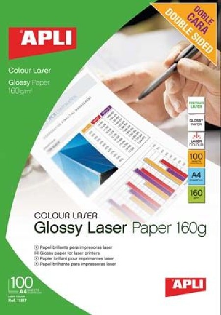 PAPEL LASER GLOSSY BRILLANTE DOBLE CARA A4 210G CARPETA 100H.