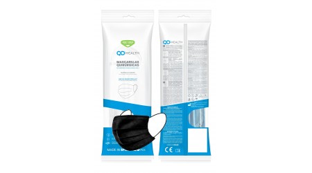 MASCARILLA QUIRURGICA 3 CAPAS POLIPROPILENO COLOR NEGRO 25 UNIDADES