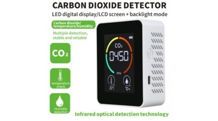 DETECTOR DE DIOXIDO DE CARBONO CO2 - MEDIDOR TEMPERATURA Y HUMEDAD COLOR BLANCO