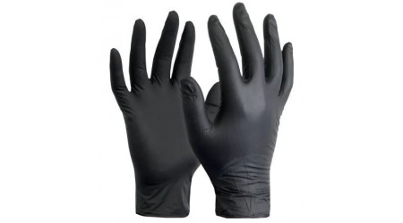 GUANTES NITRILO NEGROS SIN POLVO M MEDIANO 100 UNIDADES