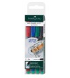 ROTULADOR PERMANENTE FABER CASTELL C/GOMA P.F. 0.6 MM 4 UNIDADES COLORES SURTIDOS