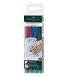 ROTULADOR PERMANENTE FABER CASTELL C/GOMA P.M. 1 MM 4 UNIDADES COLORES SURTIDOS