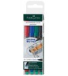 ROTULADOR PERMANENTE FABER CASTELL C/GOMA P.M. 1 MM 4 UNIDADES COLORES SURTIDOS