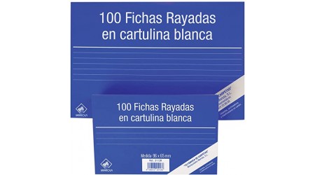 FICHA RAYADA N.3 100X150 MM PAQUETE DE 100 UNIDADES