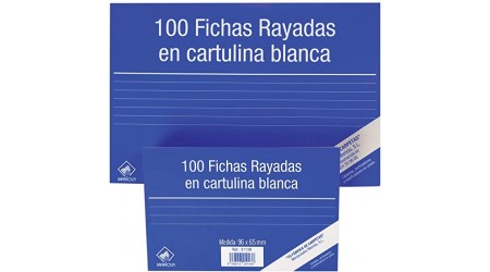 FICHA RAYADA N.5 160X220 MM PAQUETE DE 100 UNIDADES