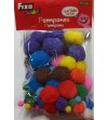 POMPONES MEDIANOS PACK 100 UNIDADES SURTIDAS TAMAÑO Y COLOR