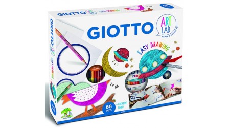 SET DE MANUALIDADES GIOTTO ART LAB EASY DRAWING 68 PIEZAS + LIBRO CREATIVO