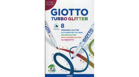 ROTULADOR GIOTTO TURBO GLITTER CON PURPURINA 8 COLORES SURTIDOS