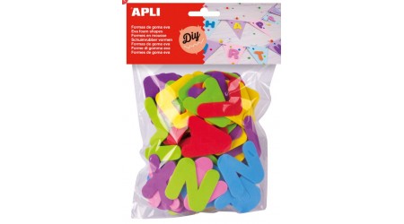 FORMAS DE LETRAS EN GOMA EVA COLORES SURTIDOS 104 UDS.