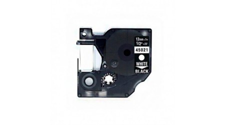 CINTA COMPATIBLE ROTULADORA DYMO 45021 BLANCO SOBRE NEGRO 12 MM.X7 M.