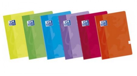 LIBRETA GRAPADA A4 OXFORD 48 H.  90 GR. TAPA BLANDA PLASTIFICADA COLORES SURTIDOS