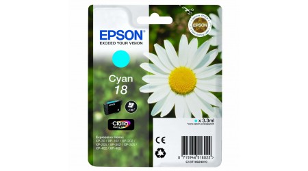 CARTUCHO EPSON CIAN C13T18024010 Nº 18 PARA EPSON XP 30/412 - 180 PAG