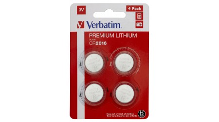 PILA VERBATIM BOTON CR2016 3V LITHIUM 4 UNIDADES