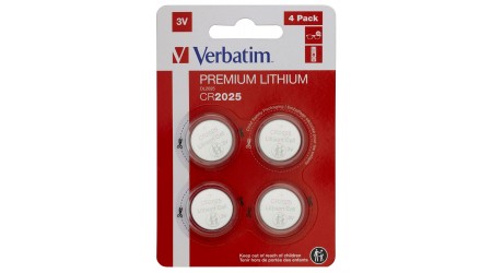 PILA VERBATIM BOTON CR2025 3V LITHIUM 4 UNIDADES