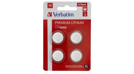 PILA VERBATIM BOTON CR2032 3V LITHIUM 4 UNIDADES