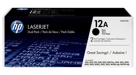 TONER H.P. Nº 12A PACK 2 NEGRO Q2612AD PARA LASERJET 1020/1022/1