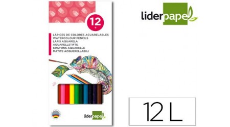 LAPICES DE COLORES ACUARELABLES LIDERPAPEL CAJA DE 12 COLORES