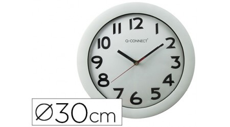 RELOJ Q-CONNECT DE PARED PLASTICO OFICINA REDONDO 28 CM MARCO BLANCO