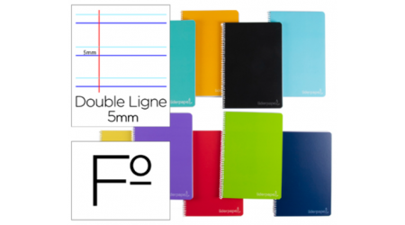 CUADERNO ESPIRAL LIDERPAPEL FOLIO WITTY TAPA DURA 80H 75GR RAYADO MONTESSORI CON MARGEN