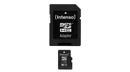MEMORIA MICRO SD HC  16 GB INTENSO CON ADAPTADOR CLASE 10  (CANON LPI 0.24 € INCLUIDO)