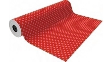 PAPEL REGALO TODO AÑO BOBINA BASIKA 31CM X 85M 2 KG. APROX. ROJO LUNARES