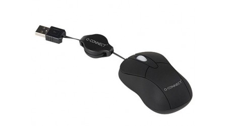 RATON Q-CONNECT MINI OPTICO 800 DPI RETRACTIL USB 1,5 GHZ NEGRO