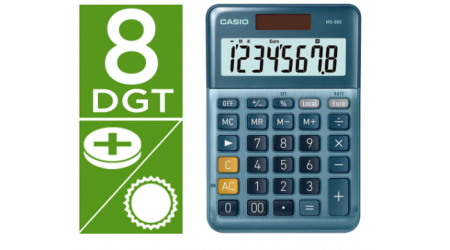 CALCULADORA SOBREMESA CASIO MS- 80E 8 DIGITOS 148.5 × 101 × 27.6 mm