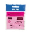 NOTAS ADHESIVAS DE PLASTICO MILAN 76X76 ROSA FLUOR TRANSLUCIDO 50 HOJAS