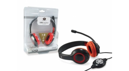 AURICULAR + MICROFONO USB CONCEPTRONIC CHATSTAR NEGRO/ROJO