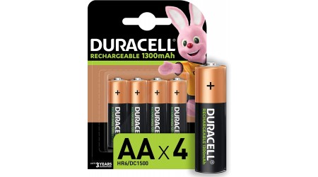 PILAS RECARGABLES DURACELL AA LR6 1300 mAh 1.2V 4 UNIDADES