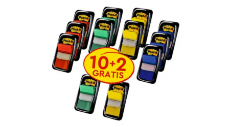 BANDERITAS SEPARADORAS POST-IT 680  50 UNID. 10 PAQUETES + 2 GRATIS