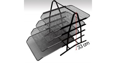 BANDEJA SOBREMESA METALICA REJILLA NEGRA 4 NIVELES