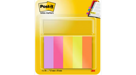 NOTAS ADHESIVAS POST-IT 670-5-TFEN 15x50 MM Morado, Rosa, Amarillo, Verde, Naranja PEFC 50 NOTAS POR COLOR