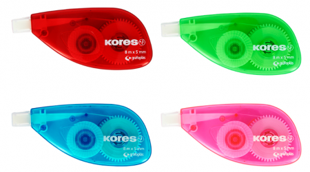 CORRECTOR CINTA KORES 5MM x 8 MT. APLICACION LATERAL COLORES SURTIDOS