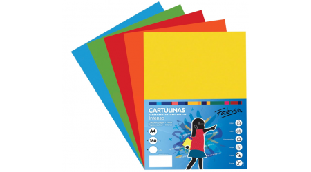 CARTULINA A4  250 HOJAS 180 GR COLORES INTENSOS 5 COLORES