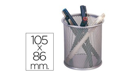 CUBILETE PORTALAPICES REJILLA METAL PLATA