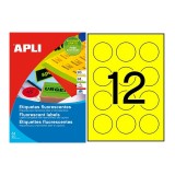 ETIQUETA A4 APLI 2866 20 H.CIRCULO 60 MM. LASER FLUOR AMARILLO