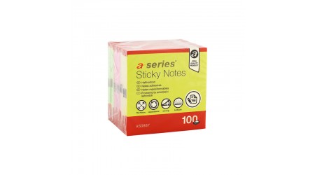 NOTAS ADHESIVAS A-SERIES 76X76 COLORES NEON SURTIDOS BLOC 100 UDS.