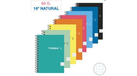 CUADERNO ESPIRAL 16º  NATURAL 75X105 CUADRICULA 80 HOJAS 60GR. CAMPUS