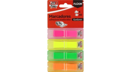 BANDERITAS SEPARADORAS FIXO 12X45MM. CON DISPENSADOR 4 COLORES FLUOR