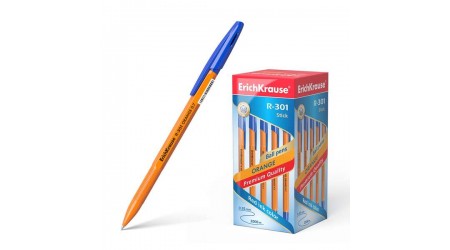BOLIGRAFO ERICH KRAUSE NARANJA STICK AZUL 0.7MM TINTA ACEITE CON TAPA R-301