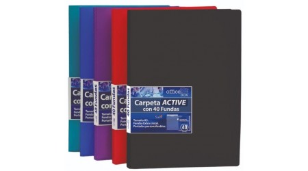 CARPETA PORTAFUNDAS A3 OFFICE BOX 40 FUNDAS TAPA PP FLEXIBLE PERSONALIZABLE COLORES SURTIDOS SUPRA