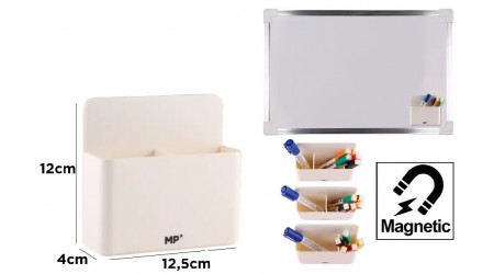 CUBILETE MAGNETICO RECTANGULAR DOBLE PARA PIZARRA COLOR BLANCO