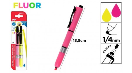 ROTULADOR FLUORESCENTE RETRACTIL BLISTER 2 UNIDADES ROSA Y AMARILLO