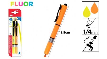 ROTULADOR FLUORESCENTE RETRACTIL BLISTER 2 UNIDADES NARANJA Y AMARILLO