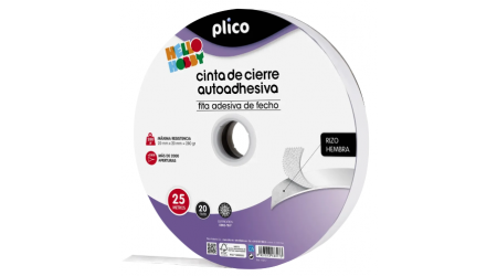 VELCRO ADHESIVO 20 MM BLANCO 25 METROS HEMBRA PLICO